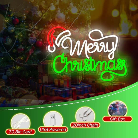 New Merry Christmas Neon Sign Dimmable LED Light Wall Decoration for Home - Picture 5 of 5